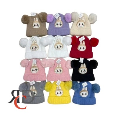 WINTER HAT KIDS POM POM KNIT WHO03